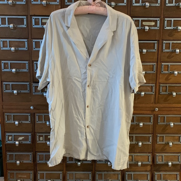 ASOS Relaxed Viscose Camp Shirt Medium Long Stone - Picture 3 of 7